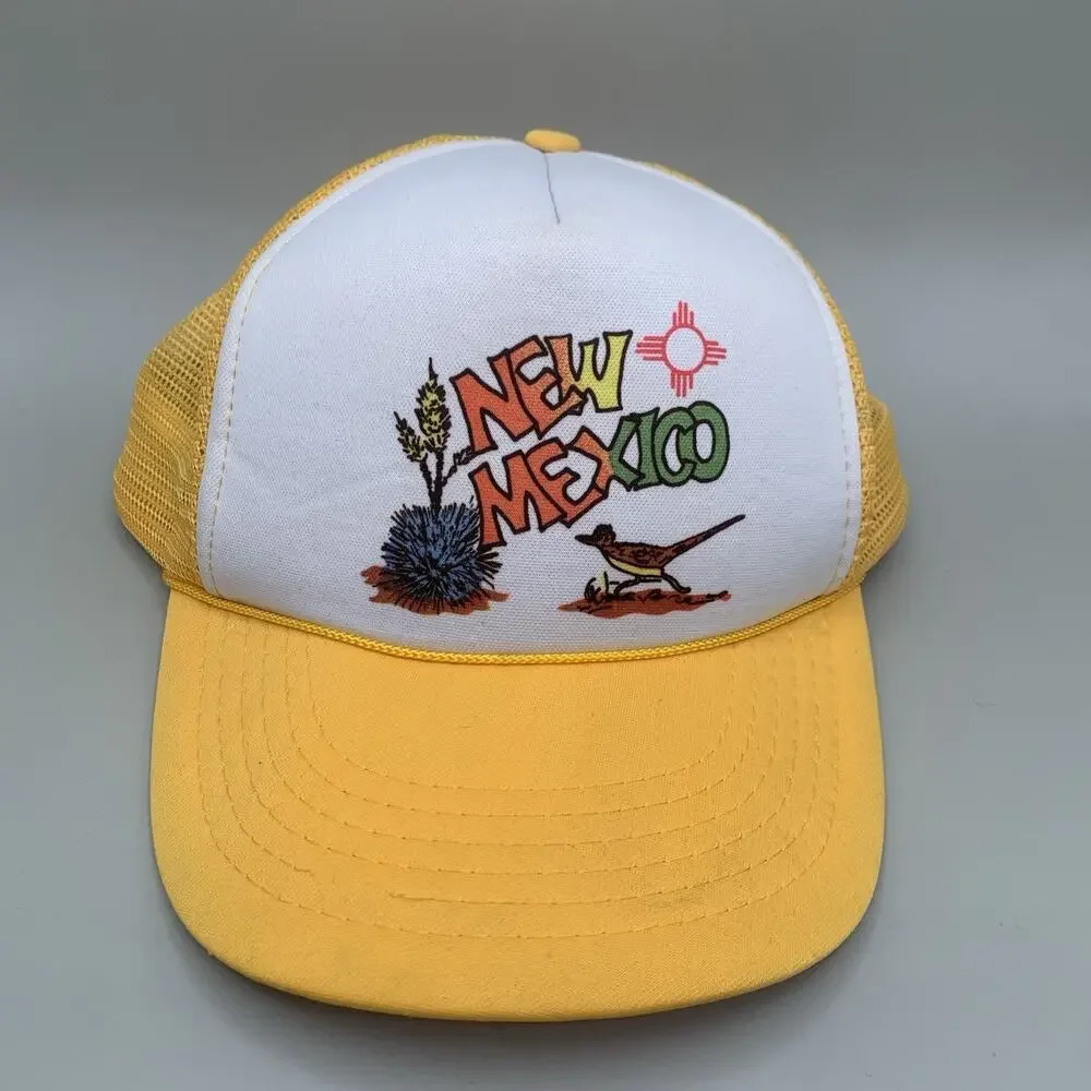Vintage Trucker Hat New Mexico Yellow Mesh Snapback Desert Southwest